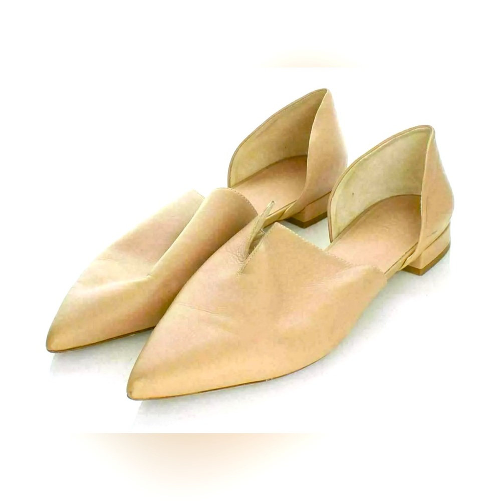 Vince Darlington Leather Pointed Toe Flat D’orsay Nude Sz 8.5 SlipOn minimalist